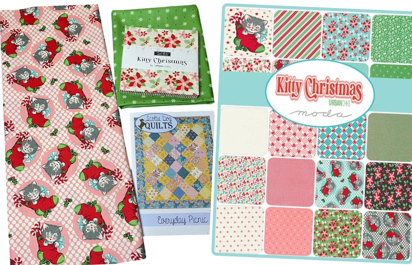 Moda Urban Chiks Kitty Christmas Quilt Kit